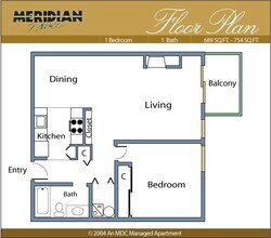 1 Bed/1 Bath-778 301F floor plan